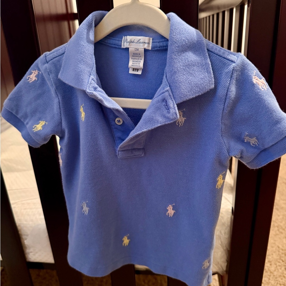 Ralph Lauren Light Blue Kids Polo with Embroidered Multi-Color Ponies
